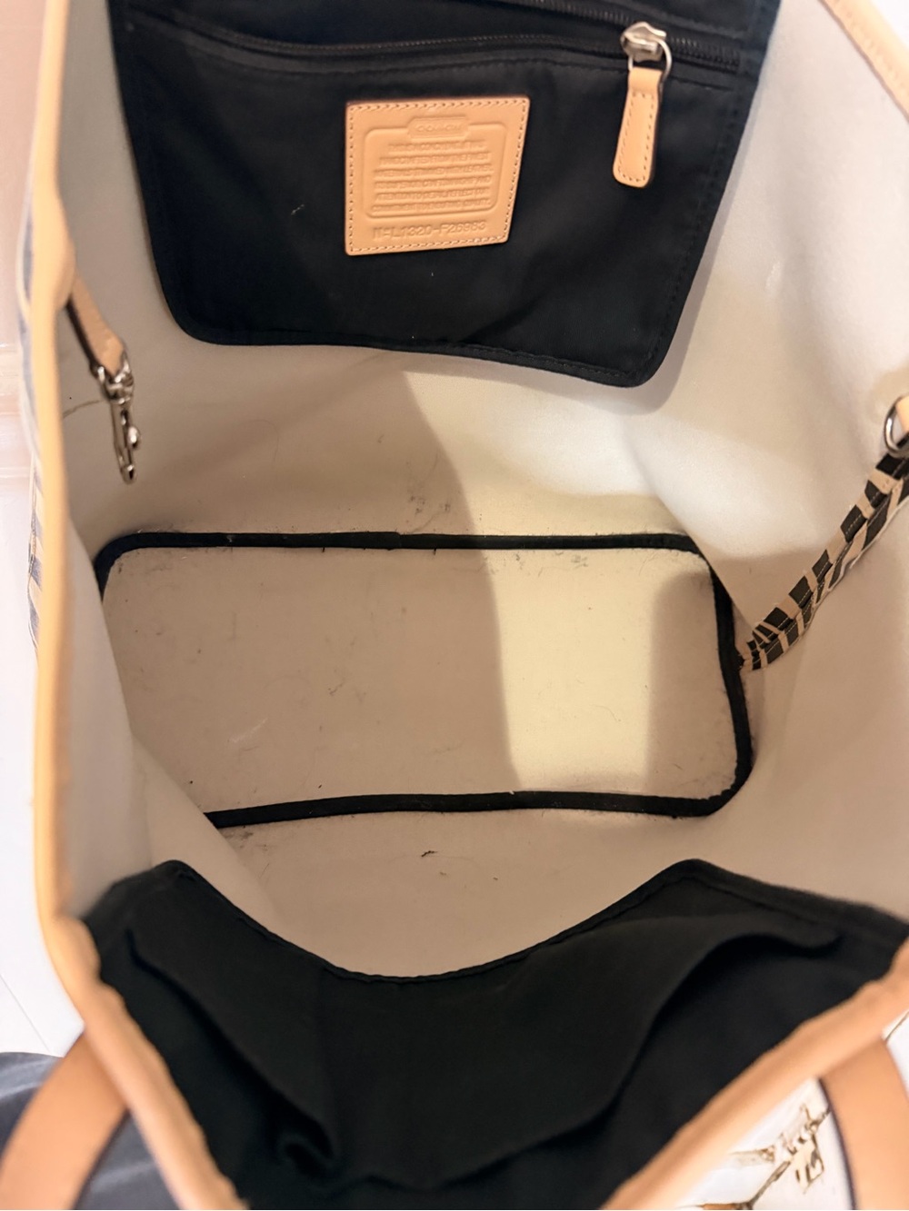 Coach Zebra-Print Leather Tote Bag in Black and Tan - Picture 6 of 6